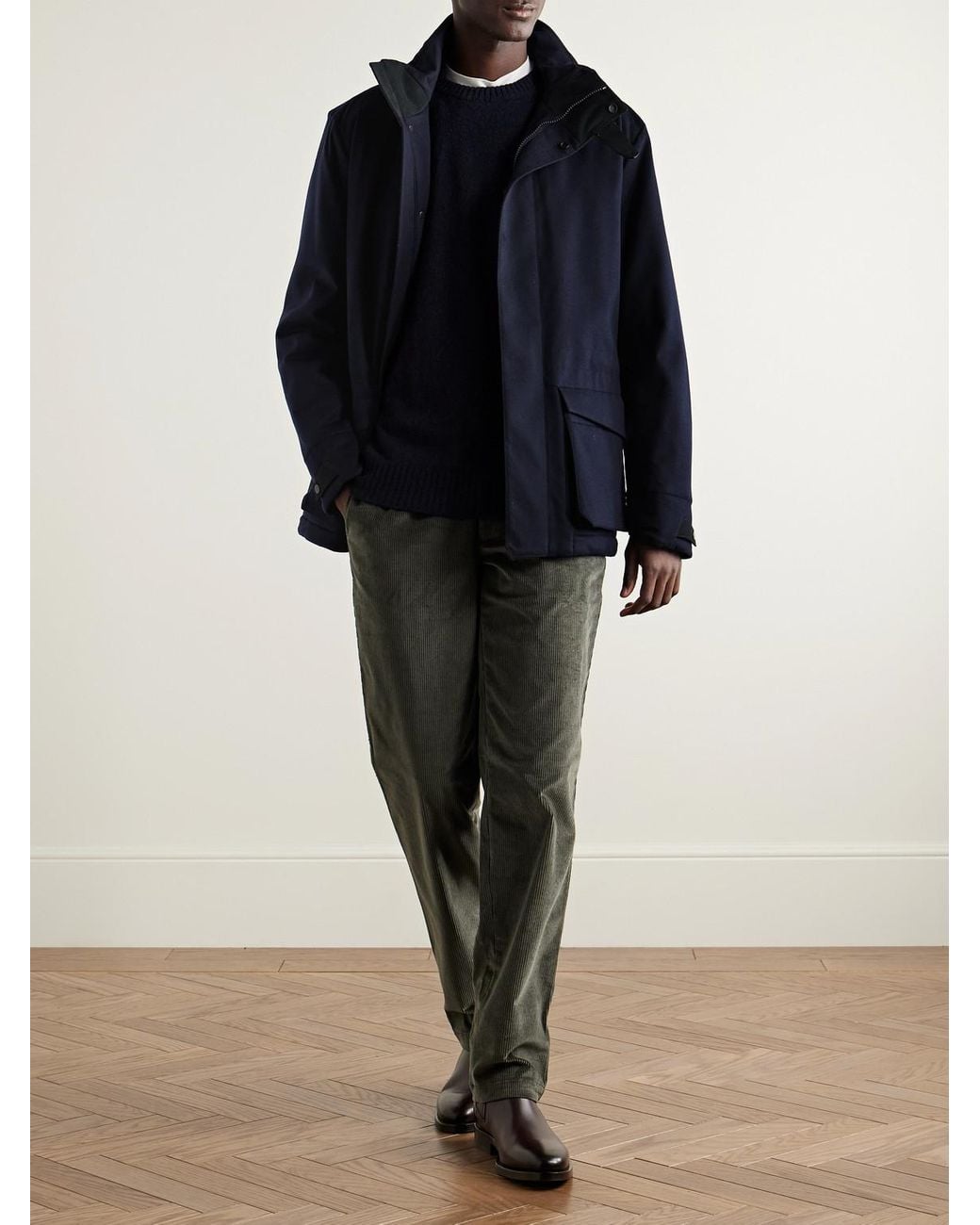 Sease Blue Uptown Padded Cashmere Field Jacket for men