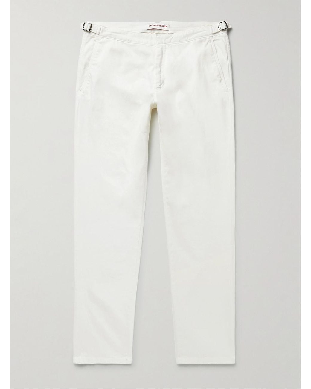 Orlebar Brown White Fallon Straight-Leg Cotton-Blend Twill Trousers for men