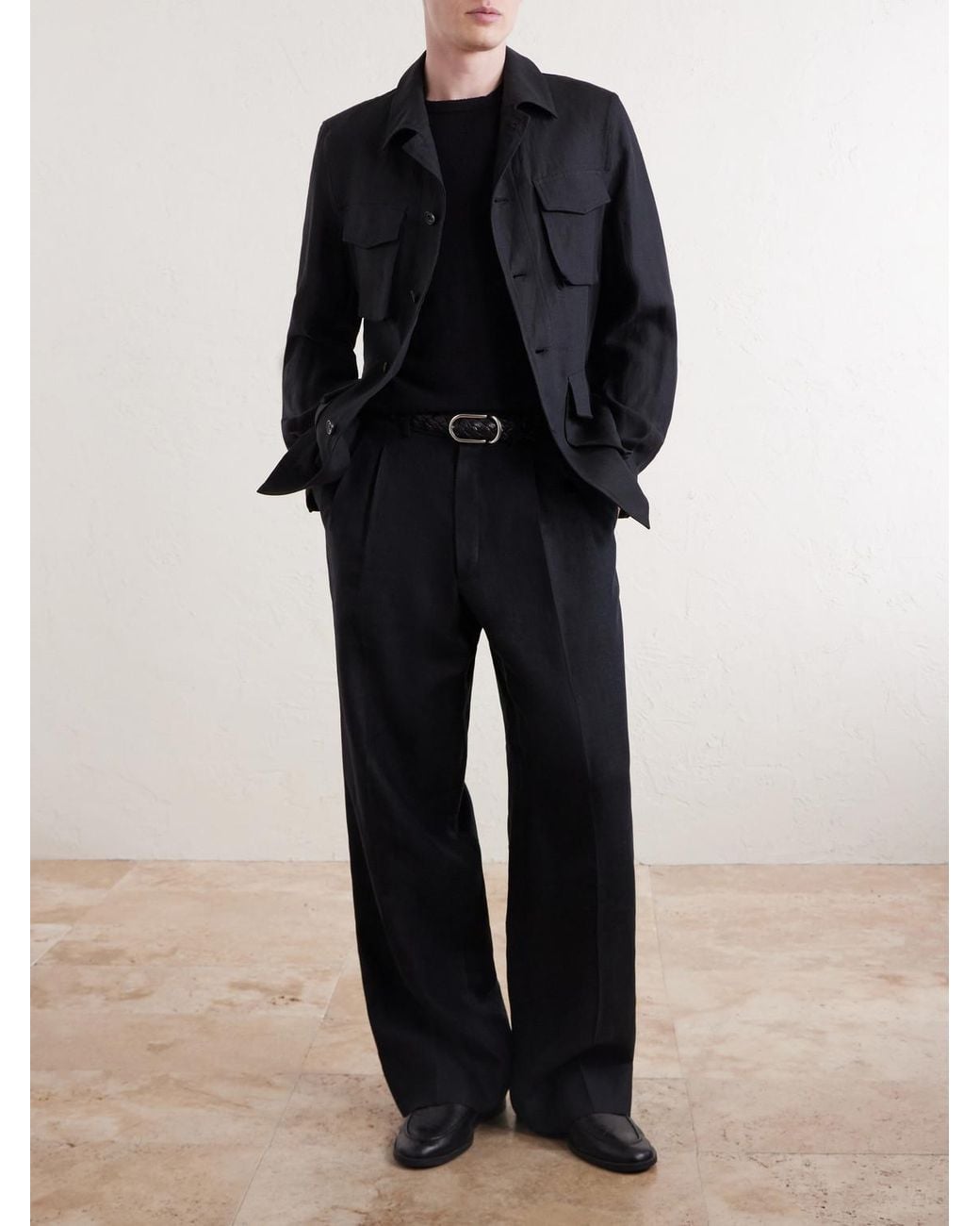 J. Mueser Black Safari Linen Jacket for men