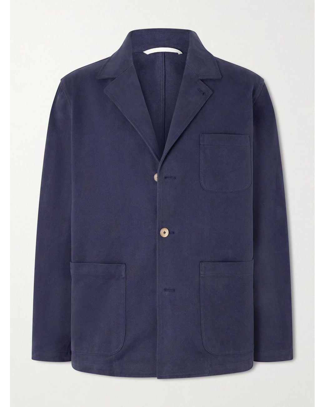 De Bonne Facture Blue Traveler Cotton-Twill Suit Jacket for men