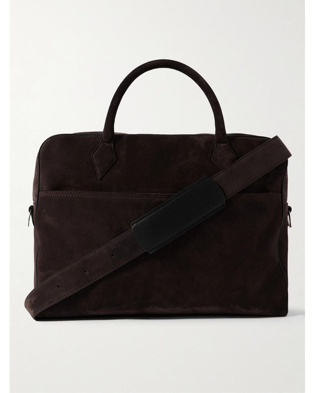 Metier Black Closer All Day Full-Grain Leather-Trimmed Suede Briefcase for men