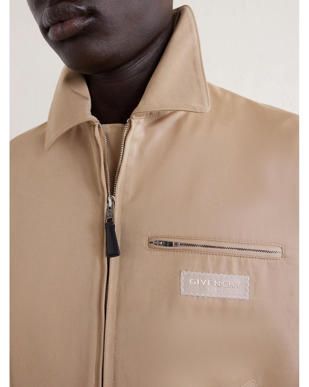 Givenchy Natural Harrington Logo-Appliquéd Cotton-Twill Jacket for men