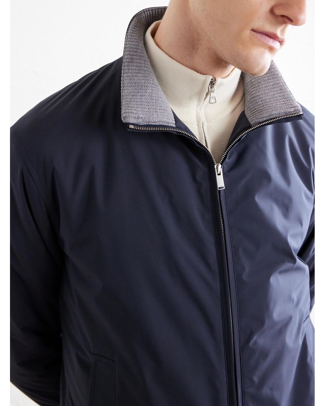 Lardini Blue Shell Bomber Jacket for men