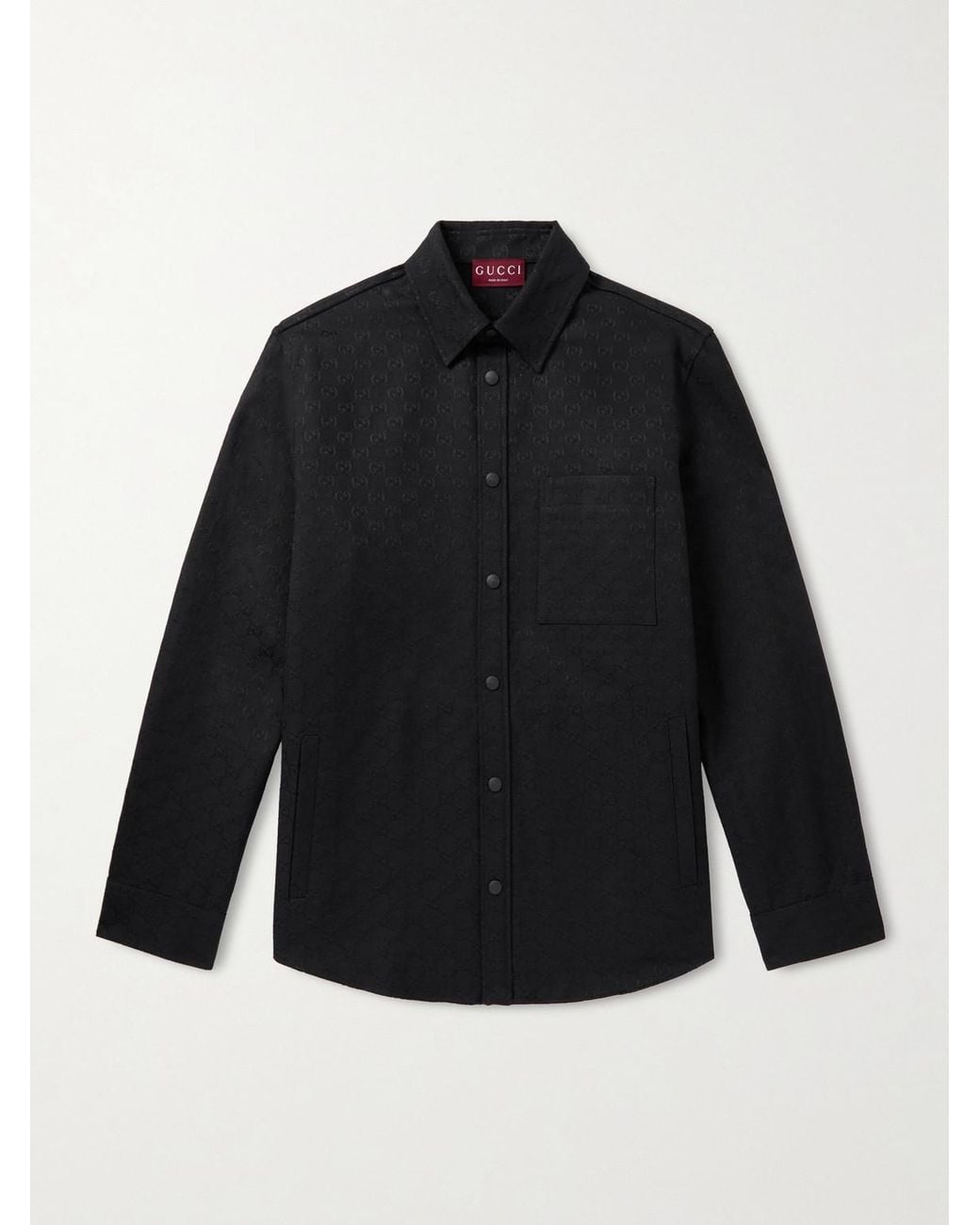 Monogrammed Cotton-Blend Jacquard Shirt di Gucci in Blue da Uomo