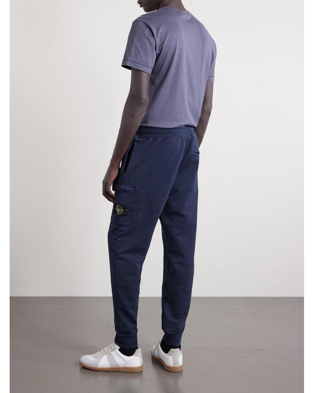 Stone Island Blue Tapered Organic Cotton-Jersey Sweatpants for men