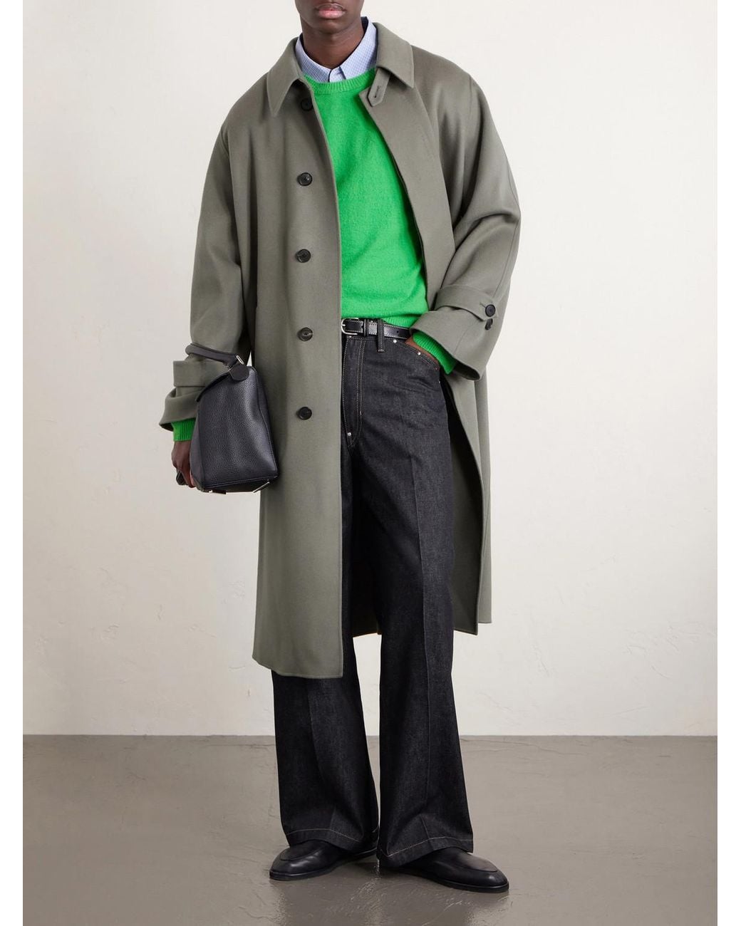Auralee Natural Melton Wool Coat for men