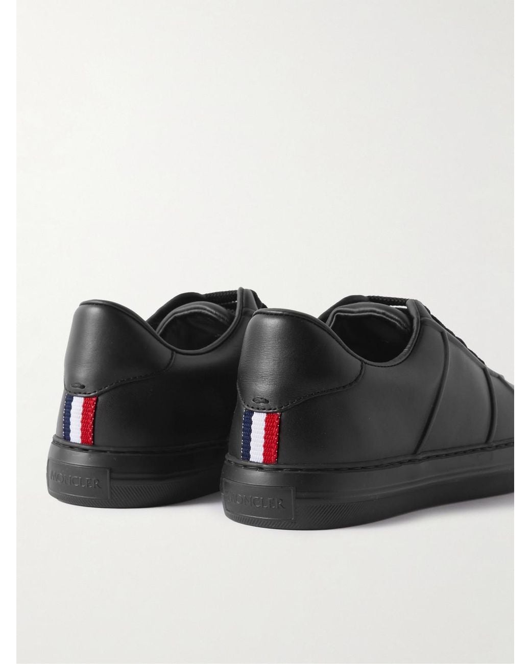 Moncler Black Neue York Logo-Appliquéd Leather Sneakers for men