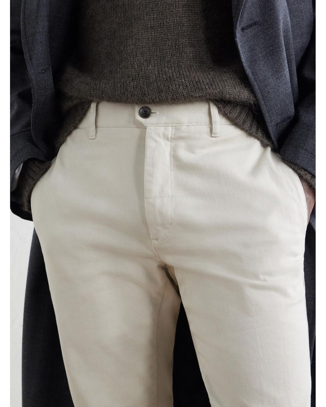 Slowear Natural Incotex Straight-leg Cotton-blend Twill Trousers for men