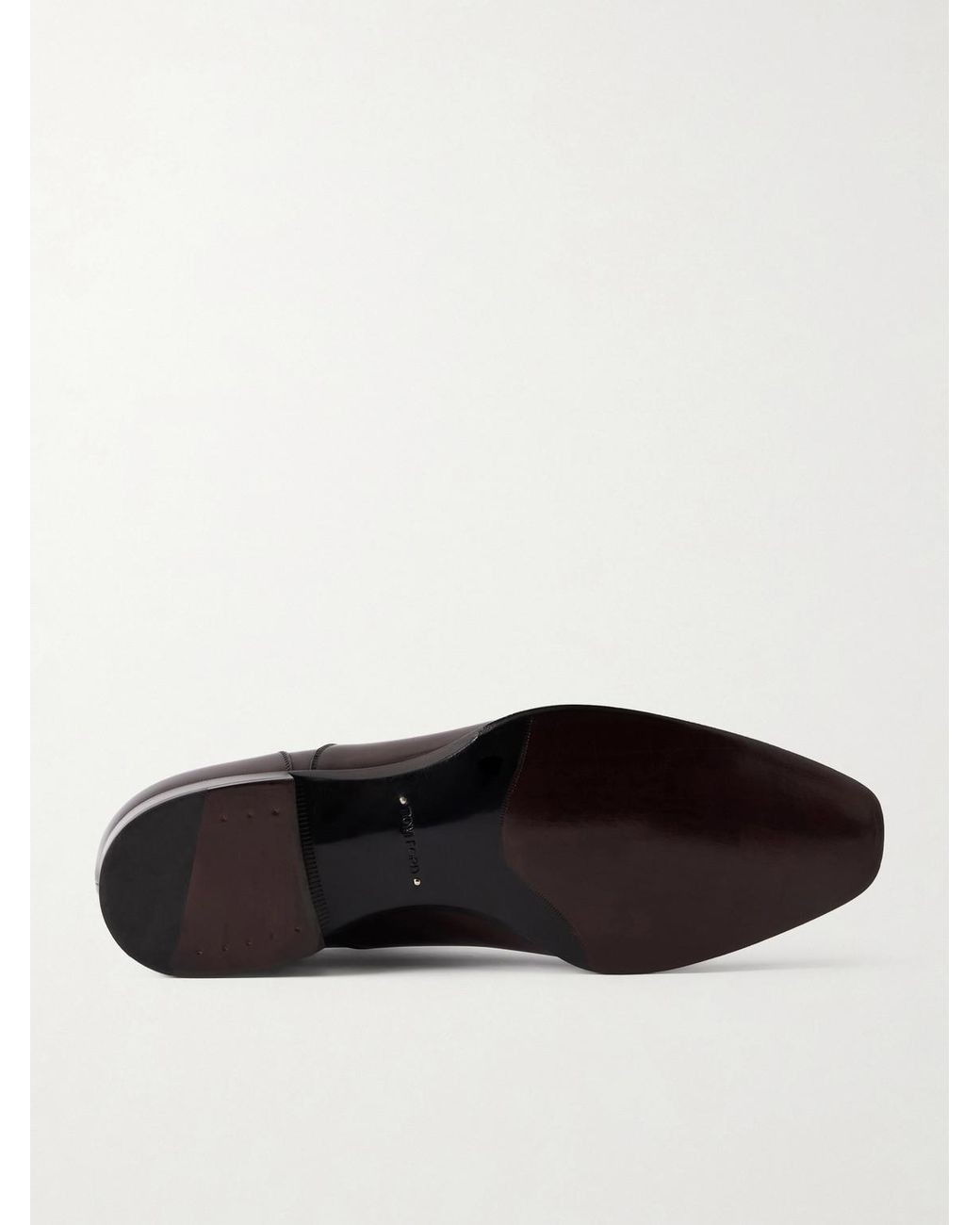 Tom Ford Brown Elkan Burnished-Leather Oxford Shoes for men