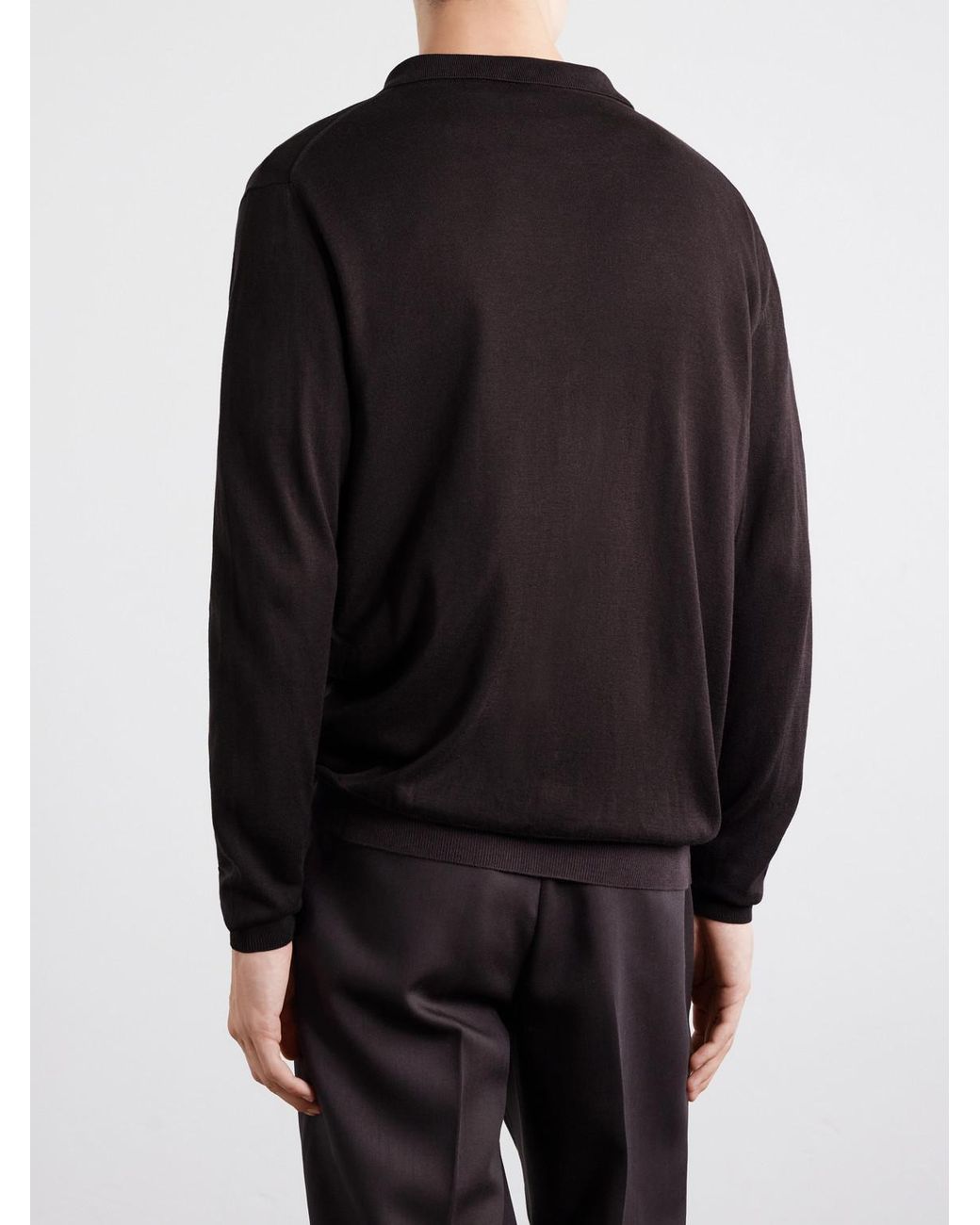Caruso Black Silk And Cotton-Blend Cardigan for men