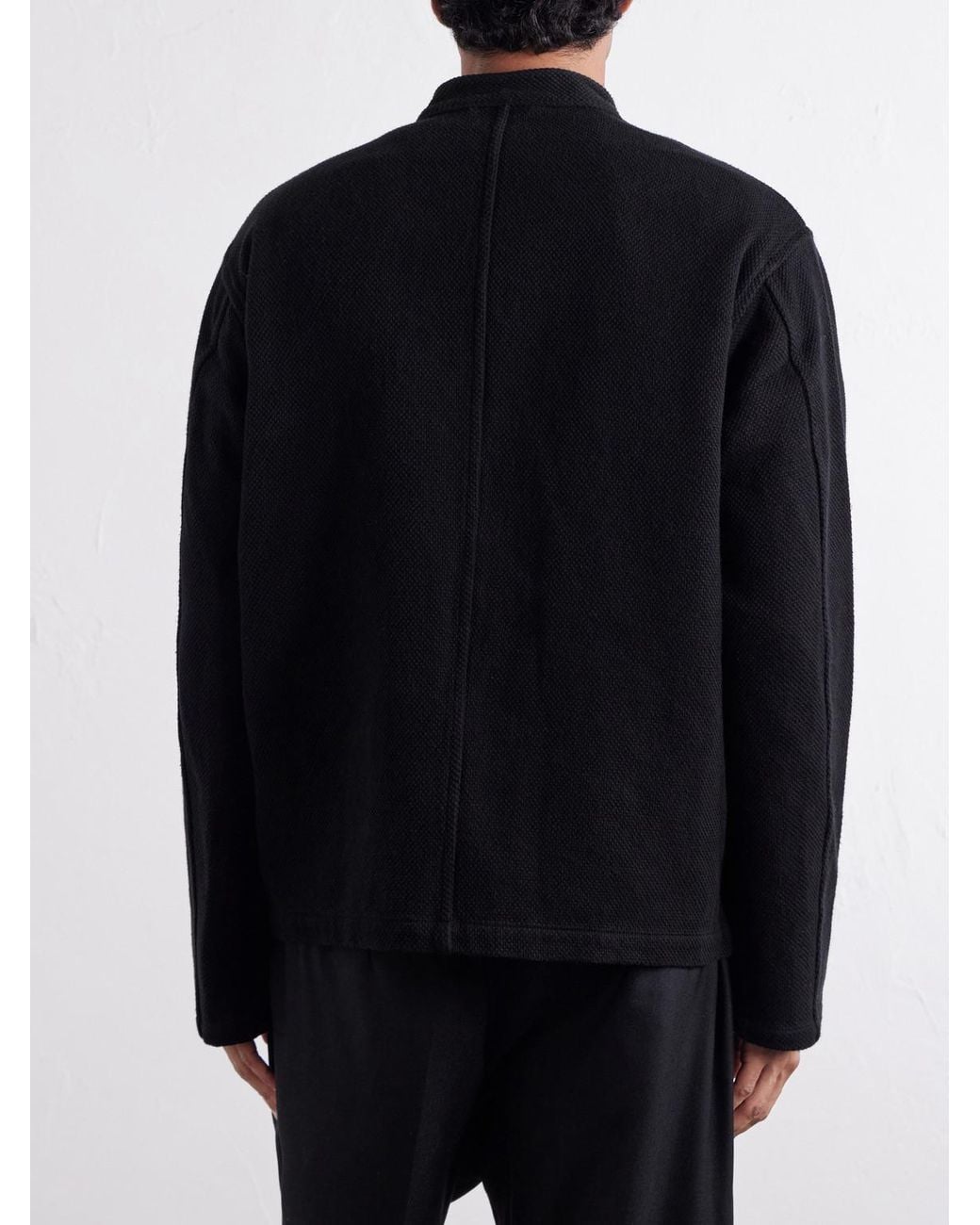 Blue Blue Japan Black Mandarin-Collar Cotton-Sashiko Jacket for men