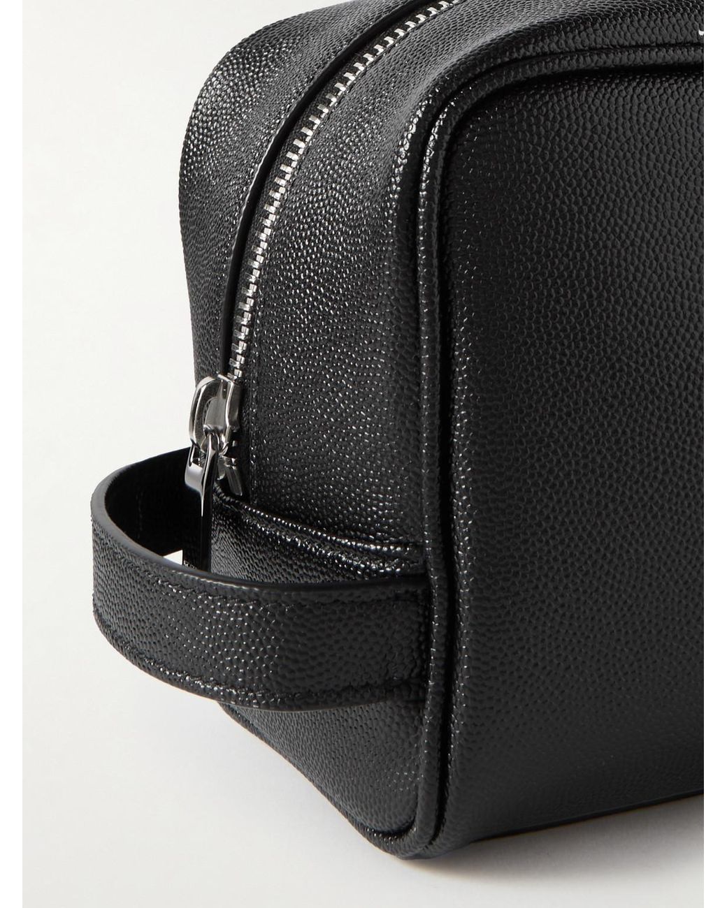 Saint Laurent Black Full-Grain Leather Wash Bag for men