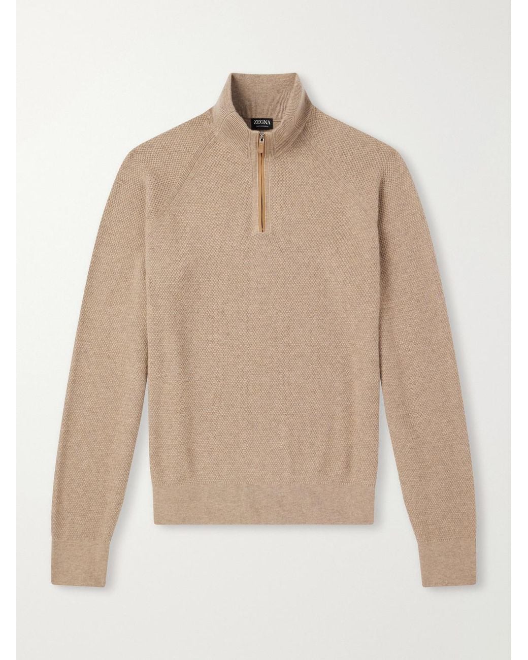 Zegna Natural Oasi Cashmere Half-Zip Sweater for men