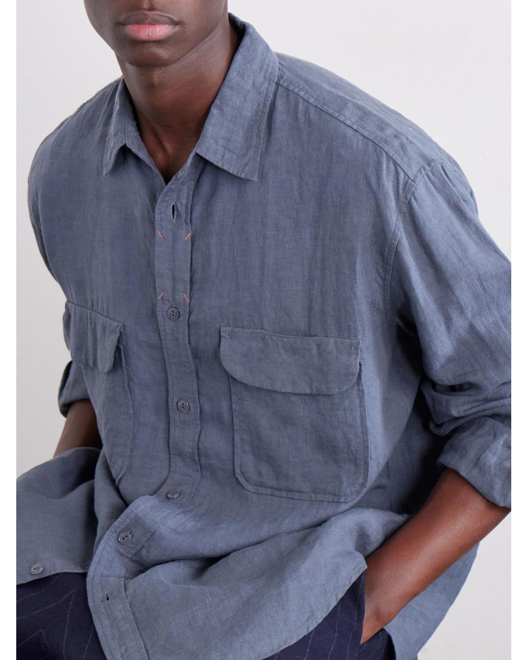 Kapital Blue Linen Shirt for men