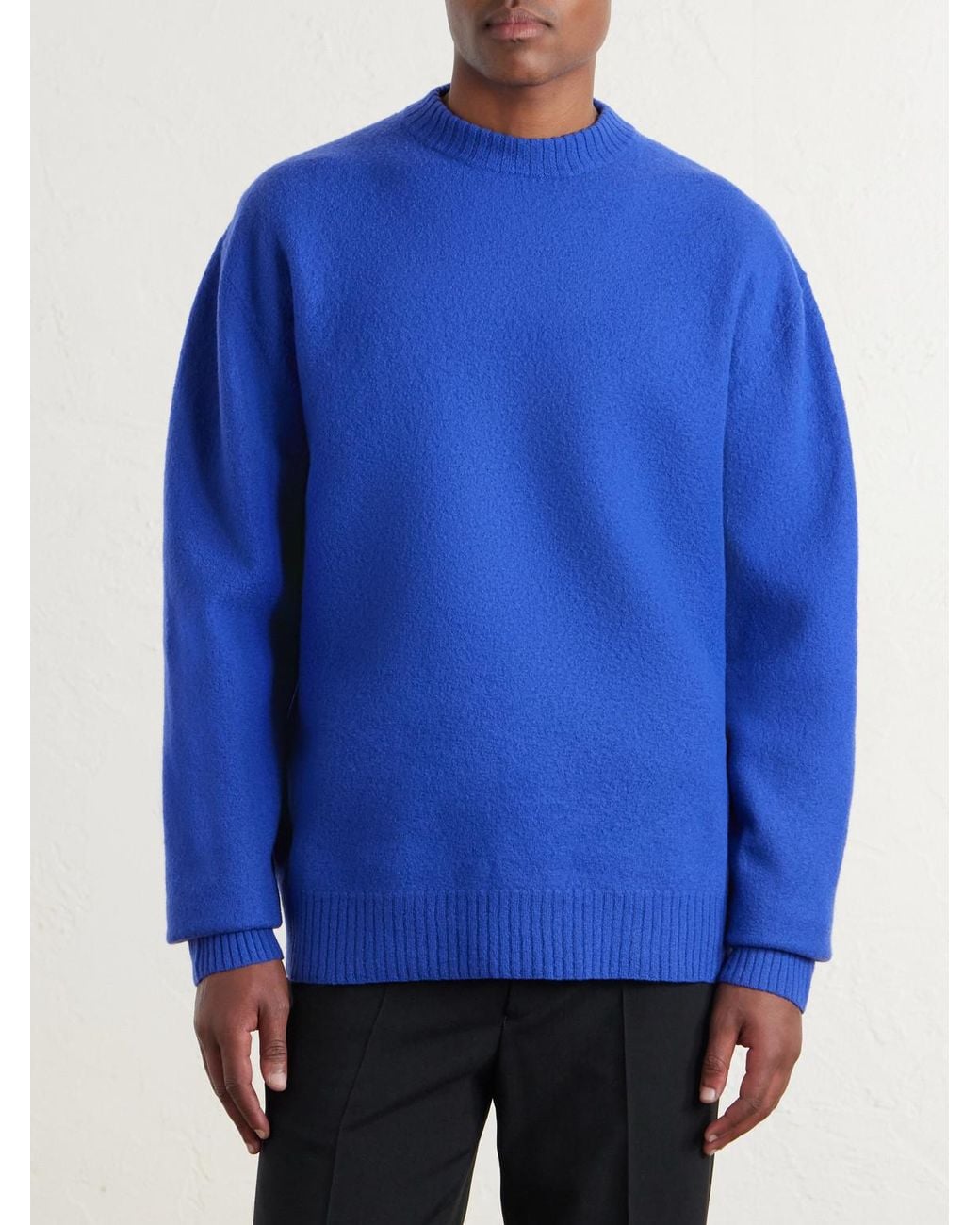 Jil Sander Blue Boiled Wool Sweater for men