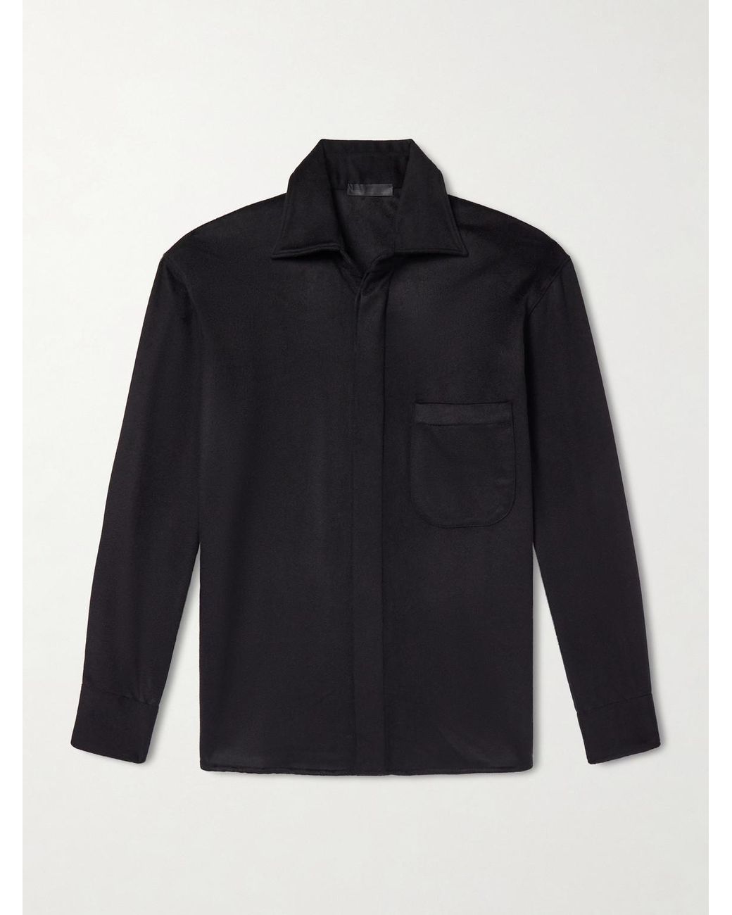Saman Amel Blue Cashmere Shirt Jacket for men
