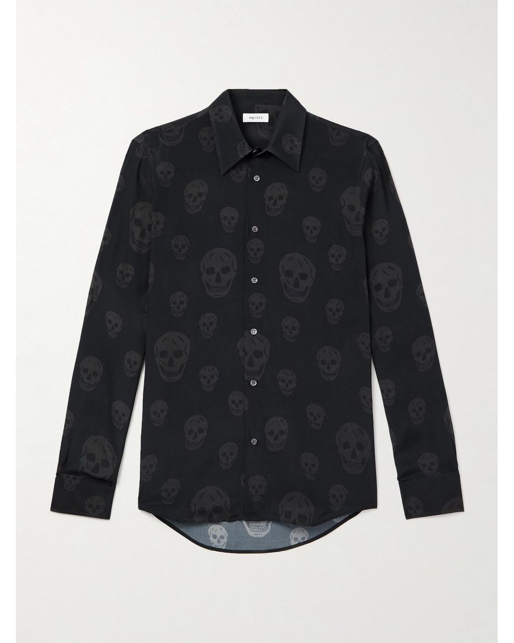McQueen Blue Printed Satin Shirt for men