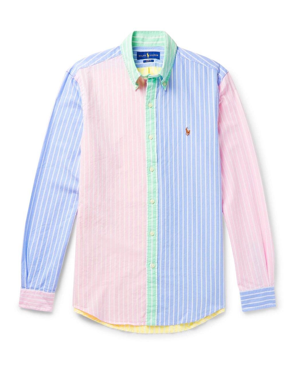 Polo Ralph Lauren Button-down Collar Colour-block Striped Cotton Oxford  Shirt in Blue for Men | Lyst