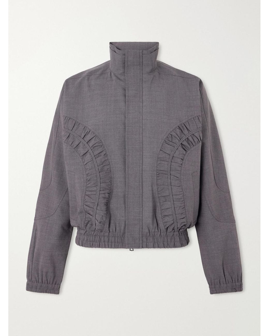 SAGE NATION Gray Fossil Ruched Panelled Twill Blouson Jacket for men