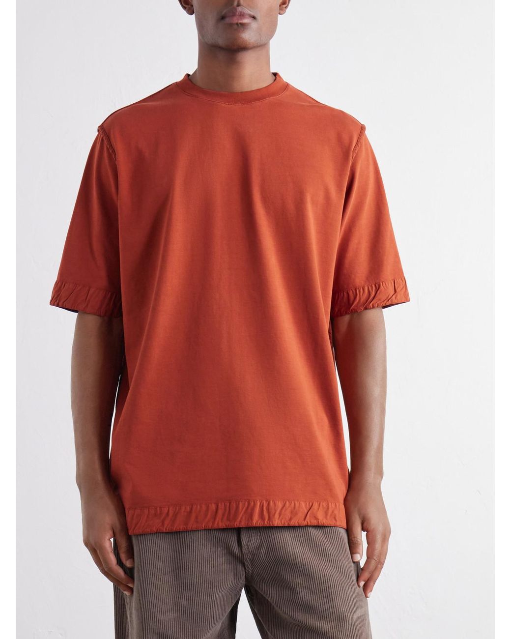 Casey Casey Red Felix Gabardine-Trimmed Cotton-Jersey T-Shirt for men
