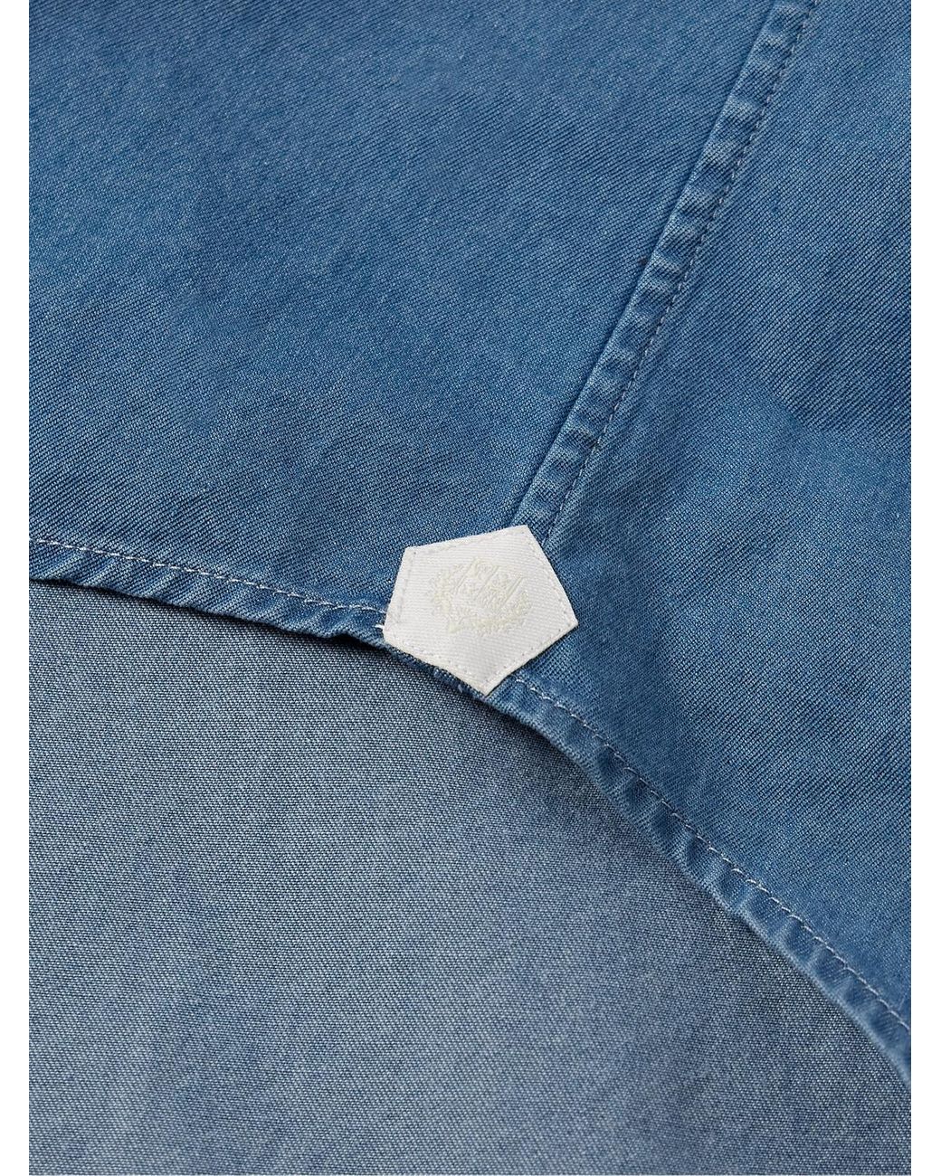 Loro Piana Blue André Cotton-Chambray Shirt for men