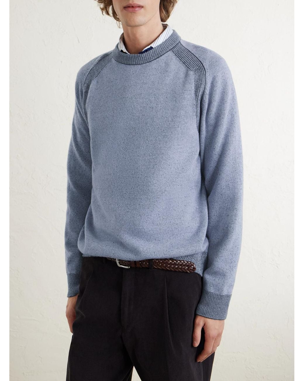 Paul Smith Blue Ribbed Wool Sweater for men