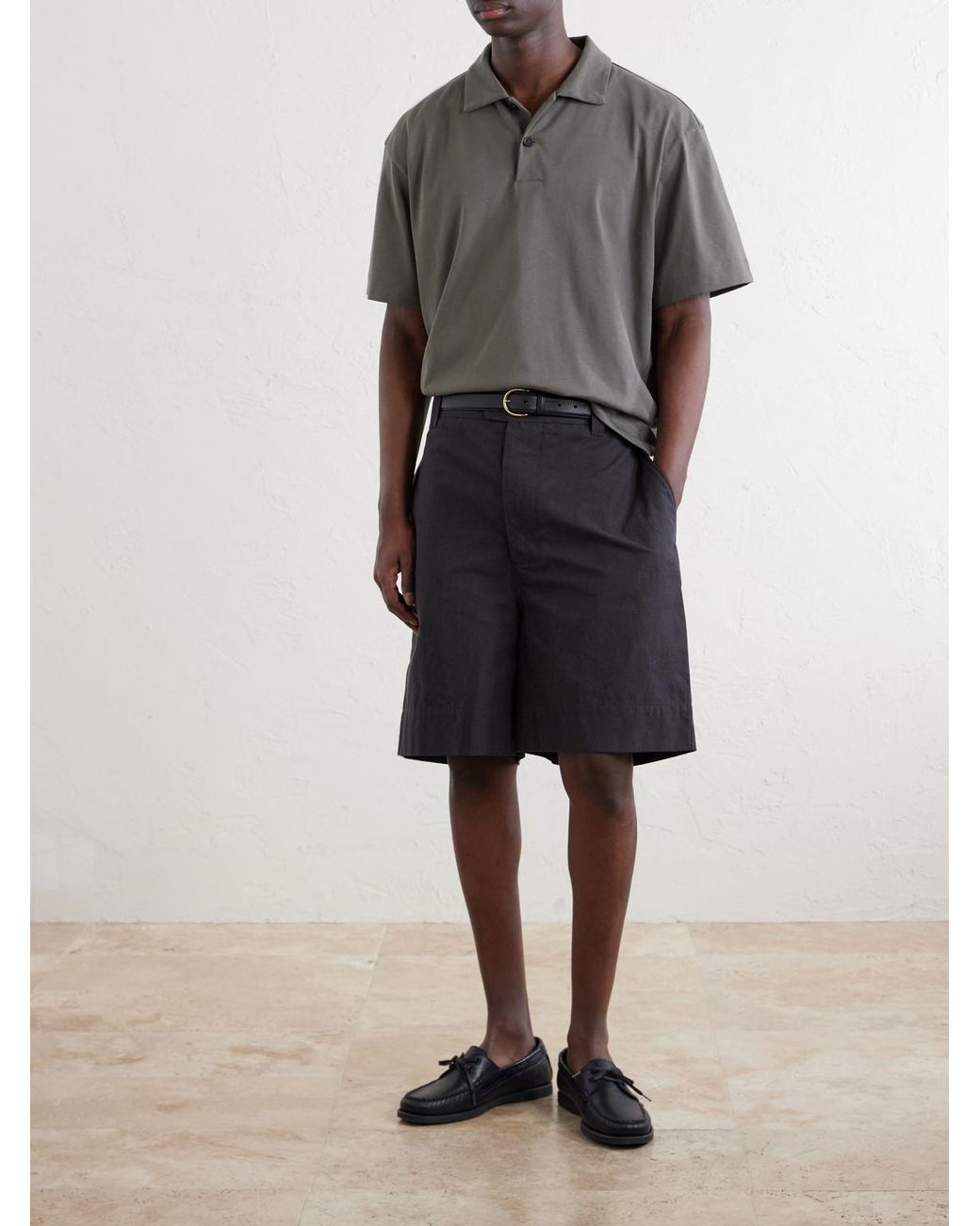 Margaret Howell Blue Straight-Leg Cotton Shorts for men