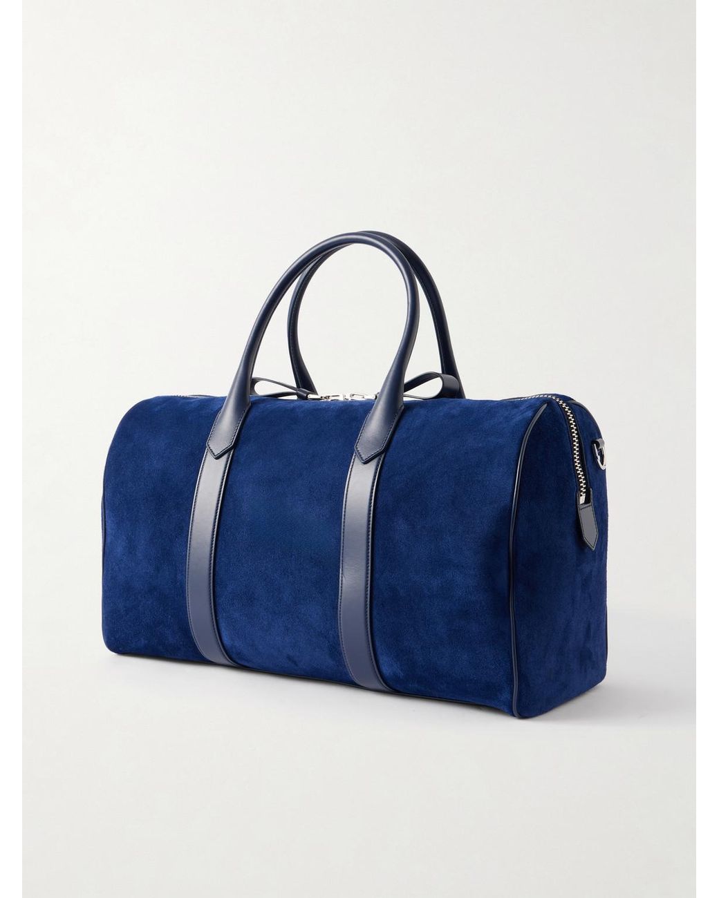 Tom Ford Blue Leather-trimmed Suede Weekend Bag for men