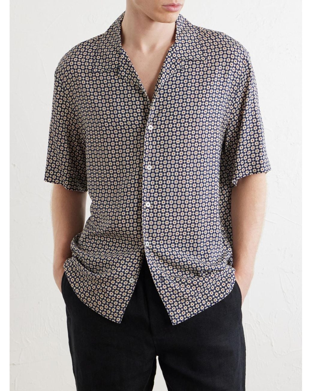 A.P.C. Gray Bennet Printed Crepe De Chine Shirt for men