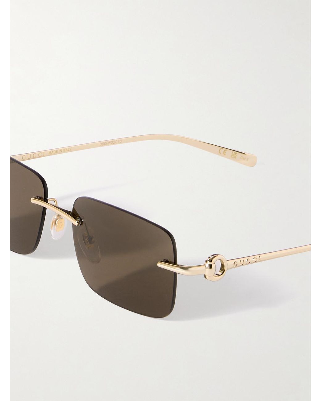 Gucci Rimless Rectangular-Frame-Tone Sunglasses in Natural for Men