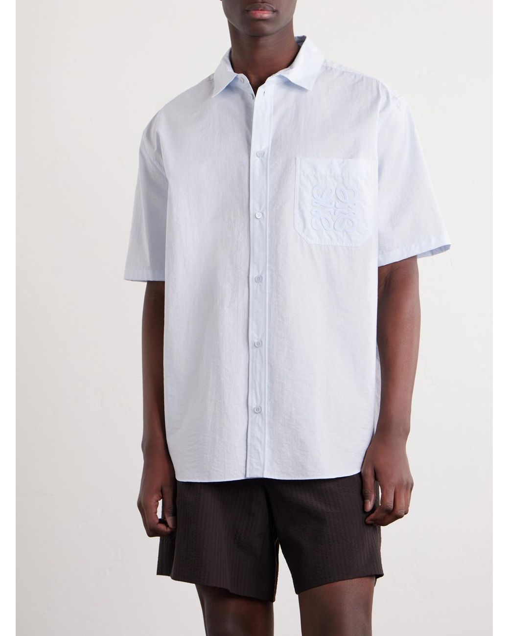 Loewe White Paula's Ibiza Logo-Embroidered Cotton-Blend Shirt for men