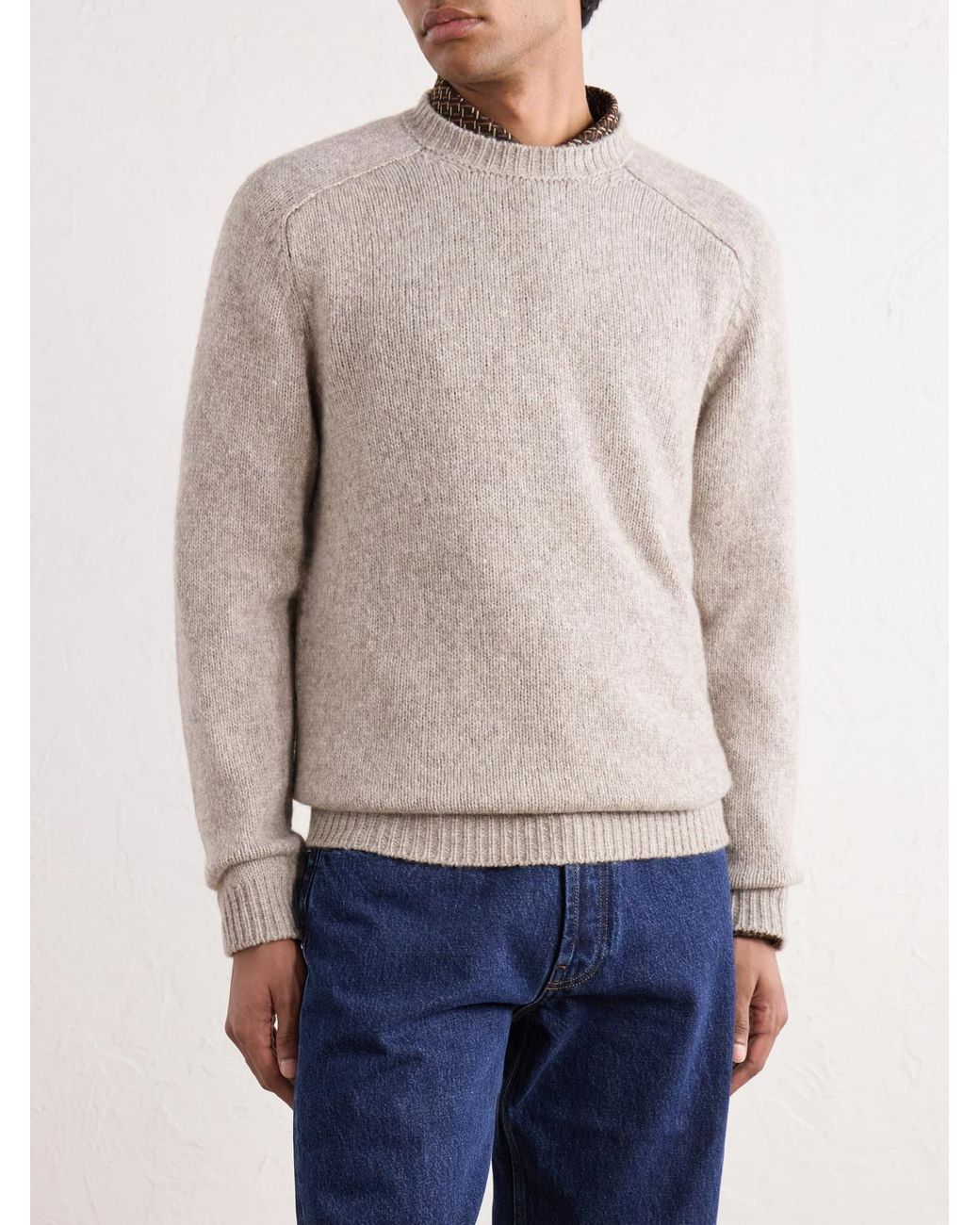 Thom Sweeney Natural Wool-Blend Sweater for men