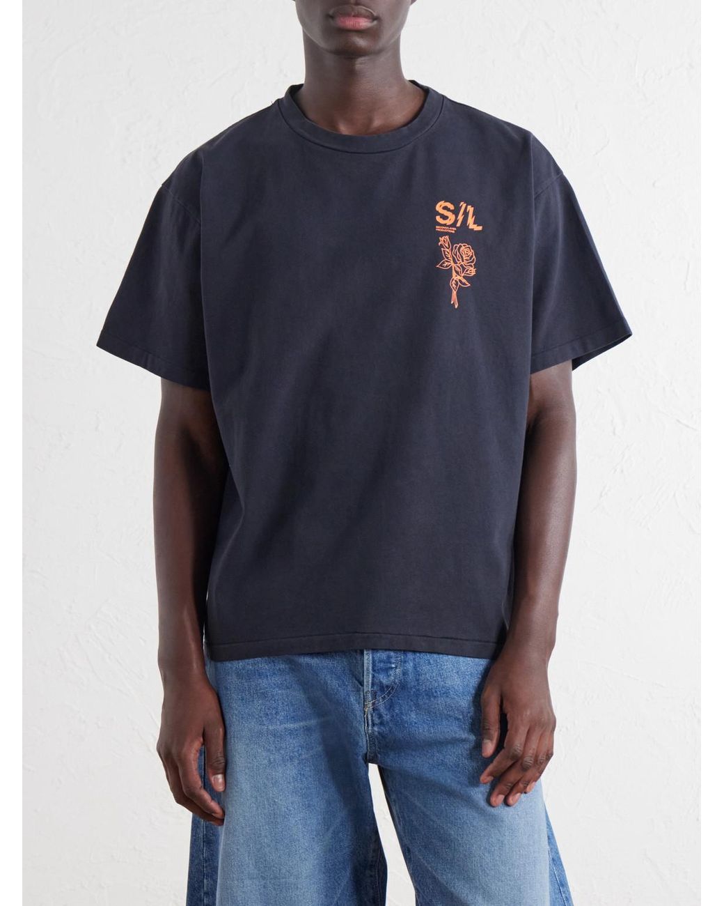 Second Layer Blue Ggg Printed Cotton-Jersey T-Shirt for men