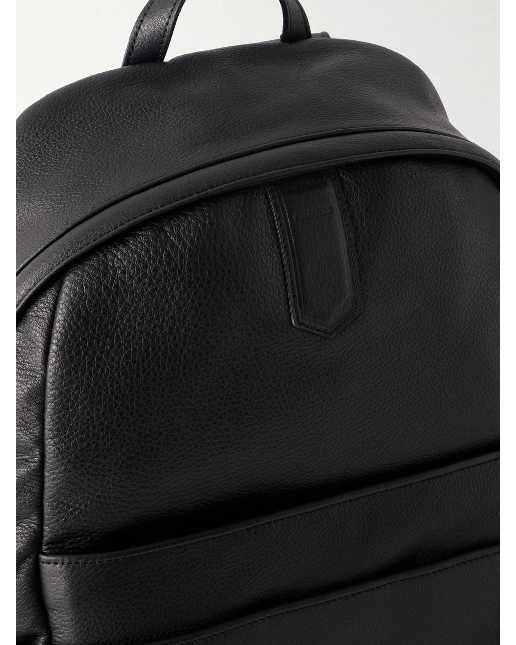 Canali Black Full-Grain Leather Backpack for men
