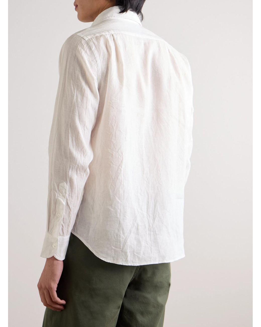 Drake's White Linen Shirt for men