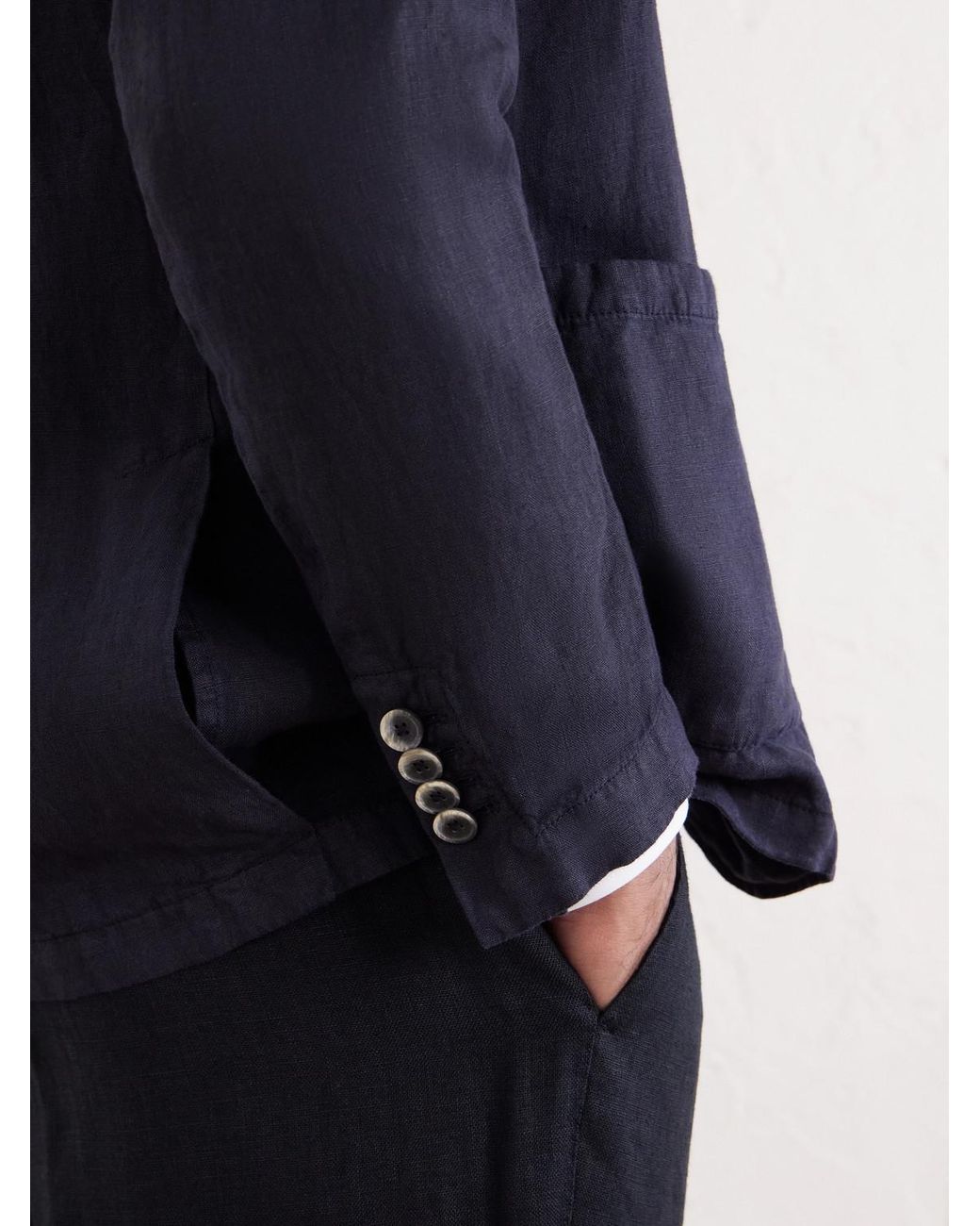 Altea Blue Aaron Garment-dyed Linen Blazer for men