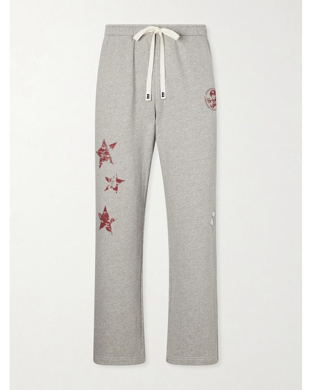 NAHMIAS Gray Youth Enrichment Wide-Leg Logo-Print Distressed Cotton Sweatpants for men
