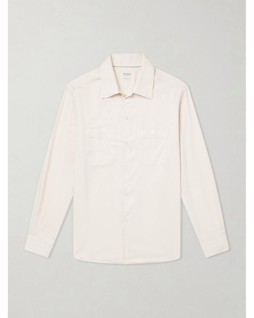 Brunello Cucinelli Natural Cotton-Poplin Shirt for men