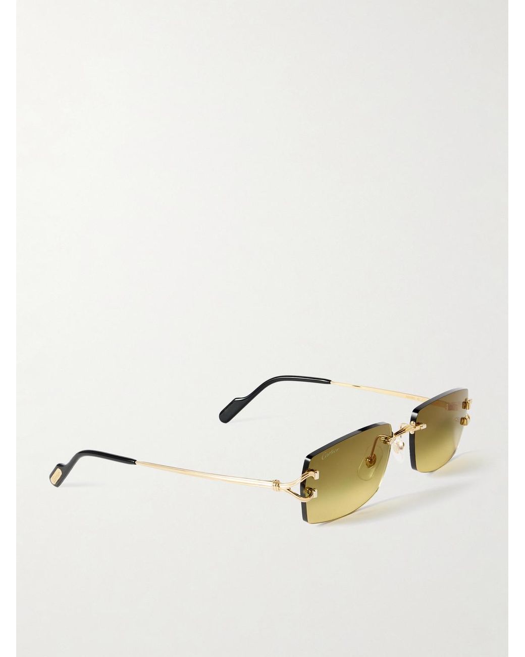 Cartier Metallic Signature C Rimless Square-frame Gold-tone Metal Sunglasses for men