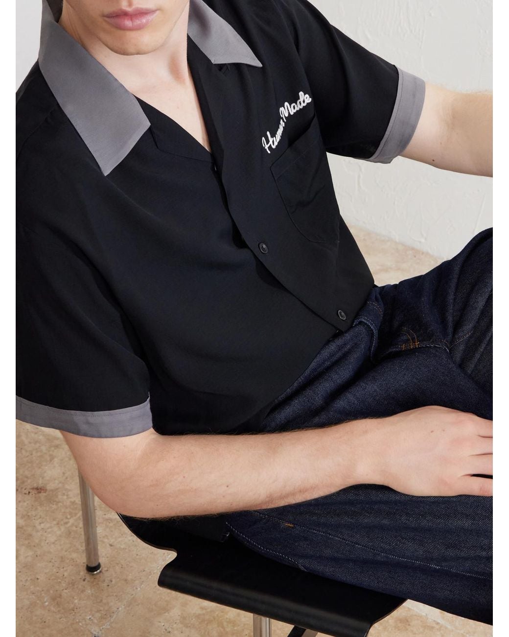 Human Made Black Logo-embroidered Poplin Shirt for men