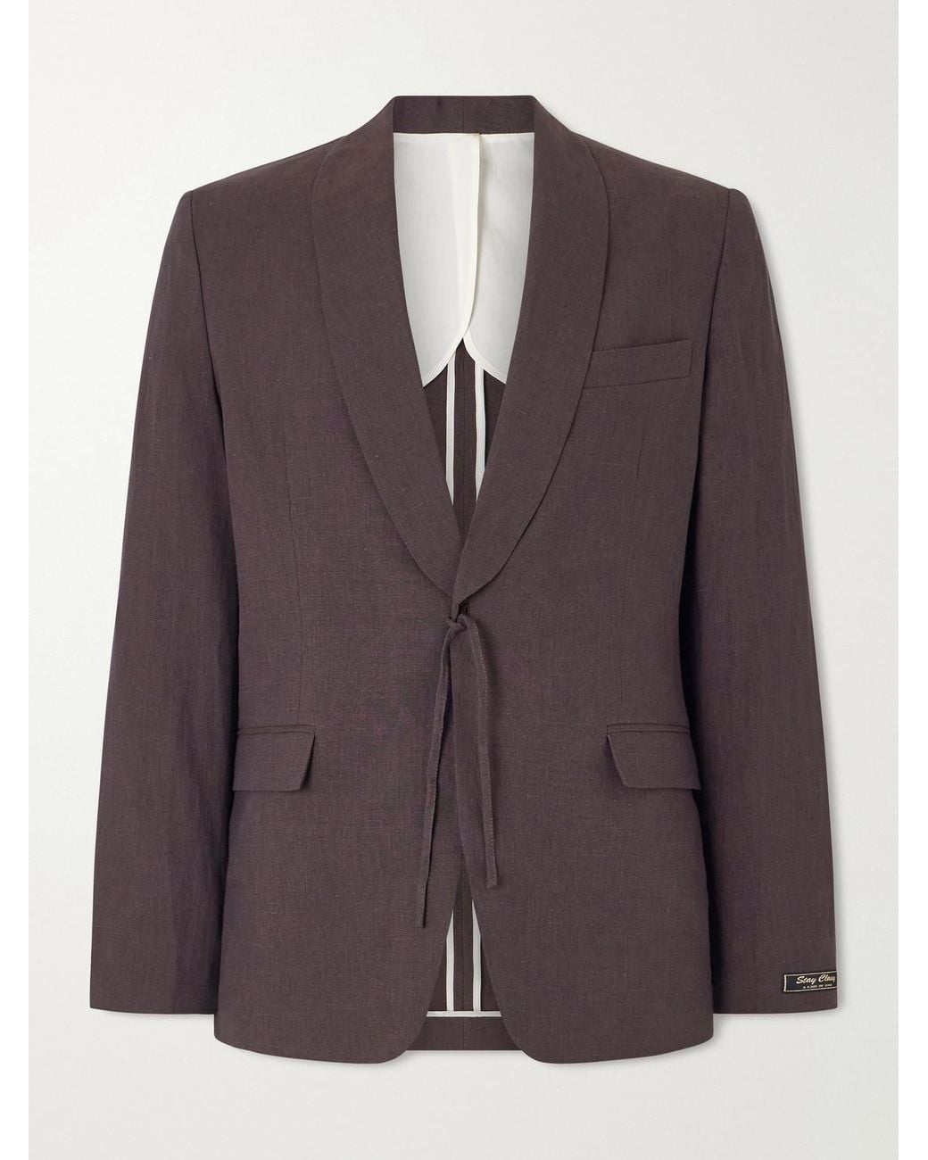 A Kind Of Guise Brown Shinji Shawl-Collar Linen Suit Jacket for men