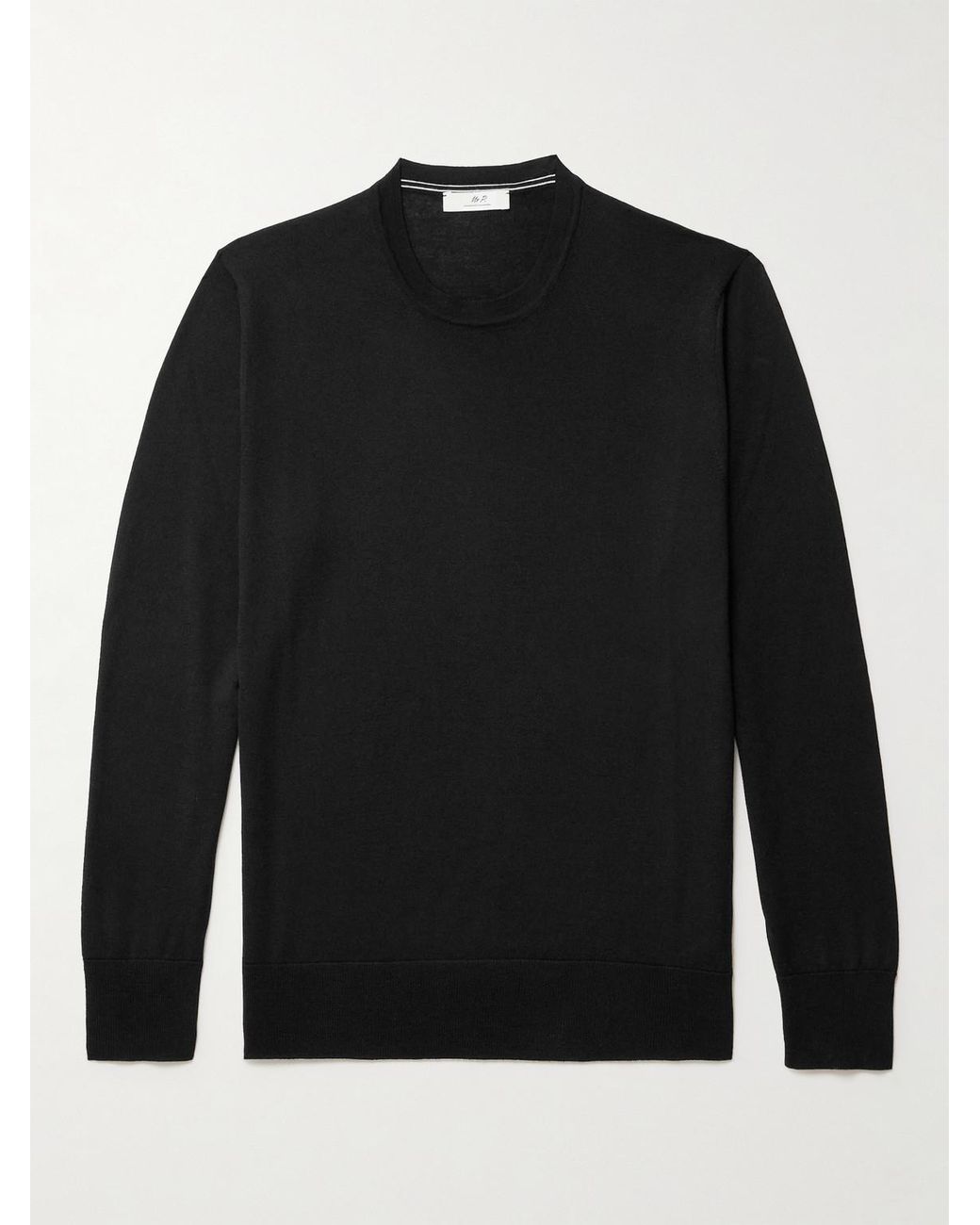 Mr P. Black Merino Wool Sweater for men