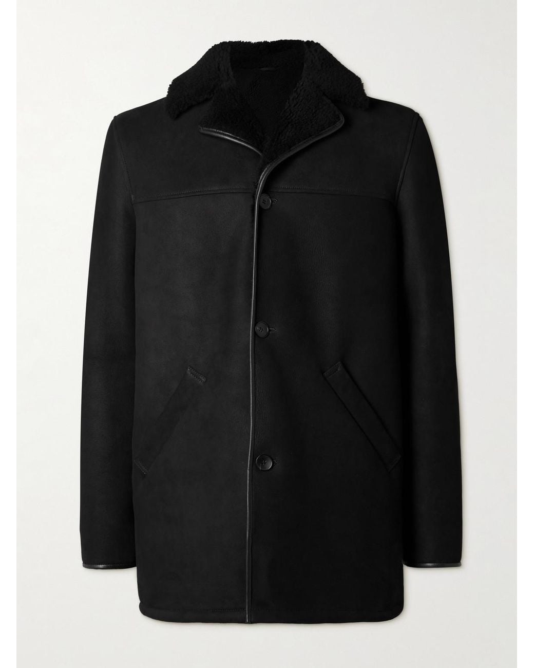 Mr P. Black Shearling Coat for men