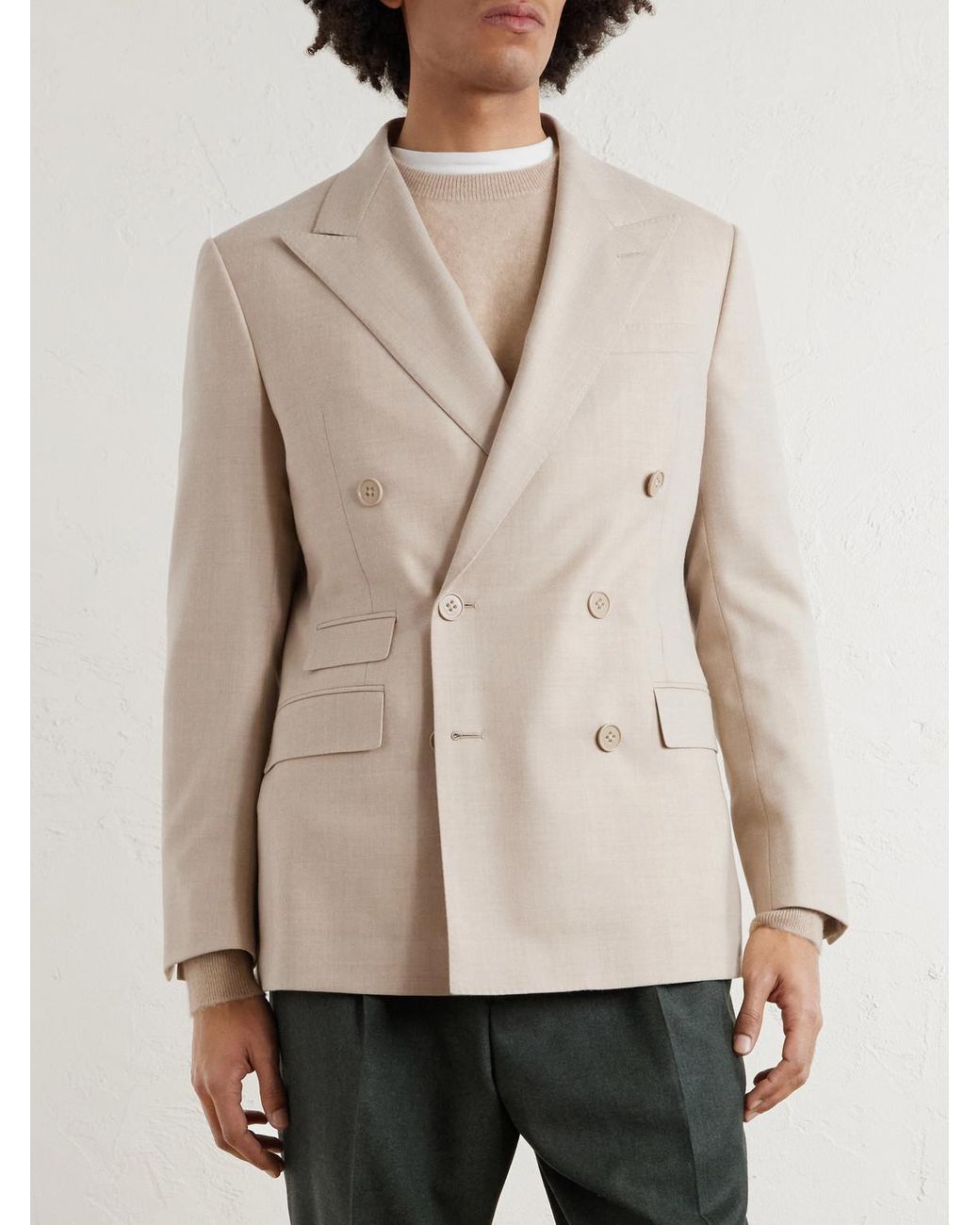 Ralph Lauren Natural Double-breasted Wool-flannel Blazer for men
