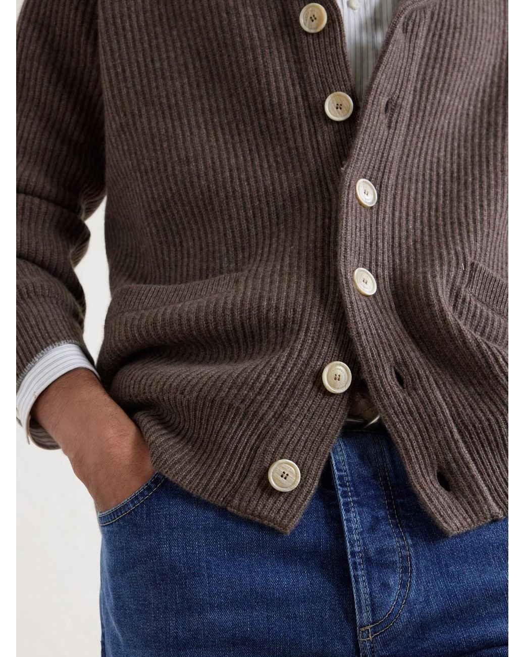 Brunello Cucinelli Brown Cashmere Cardigan for men