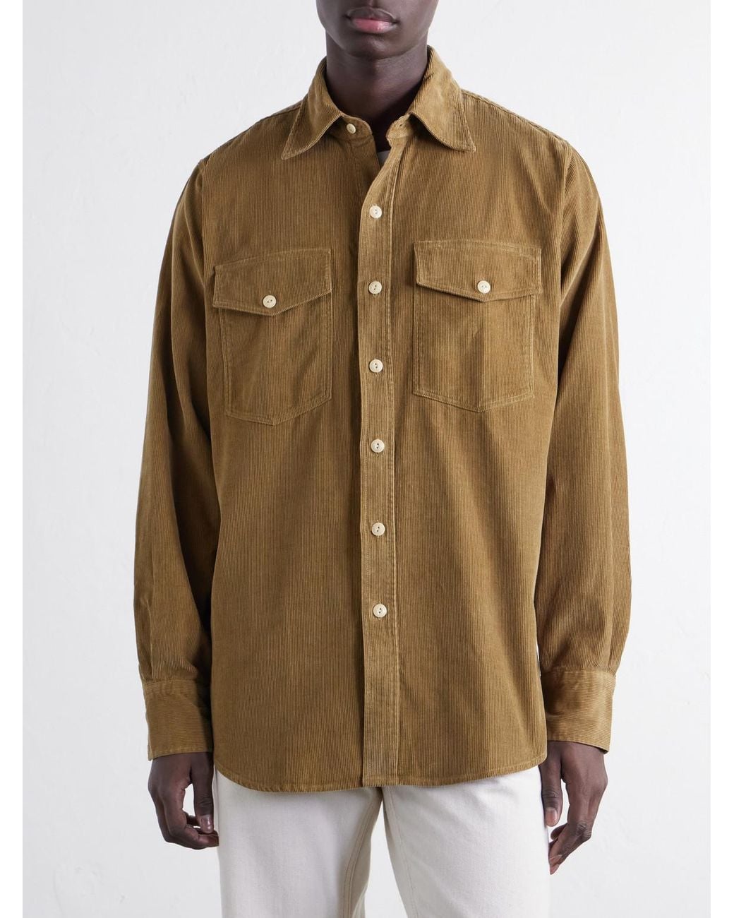 Drake's Natural Cotton-Corduroy Shirt for men