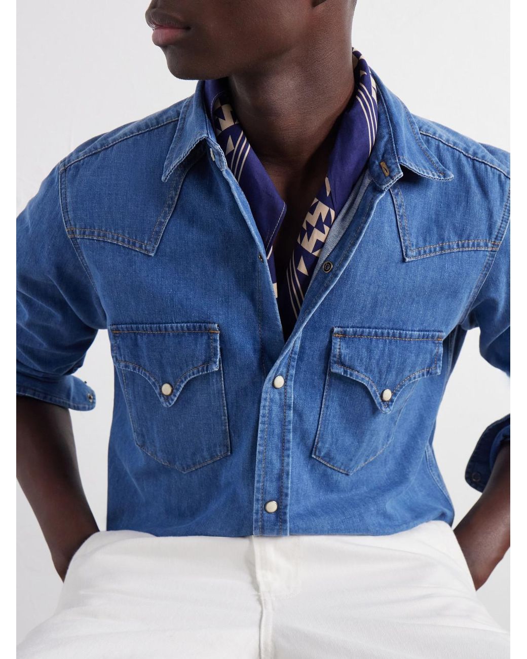 Fortela Blue Ntex Denim Shirt for men