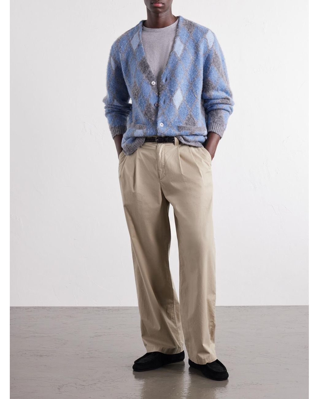 NN07 Blue Chris 60077 Argyle-Jacquard Cardigan for men