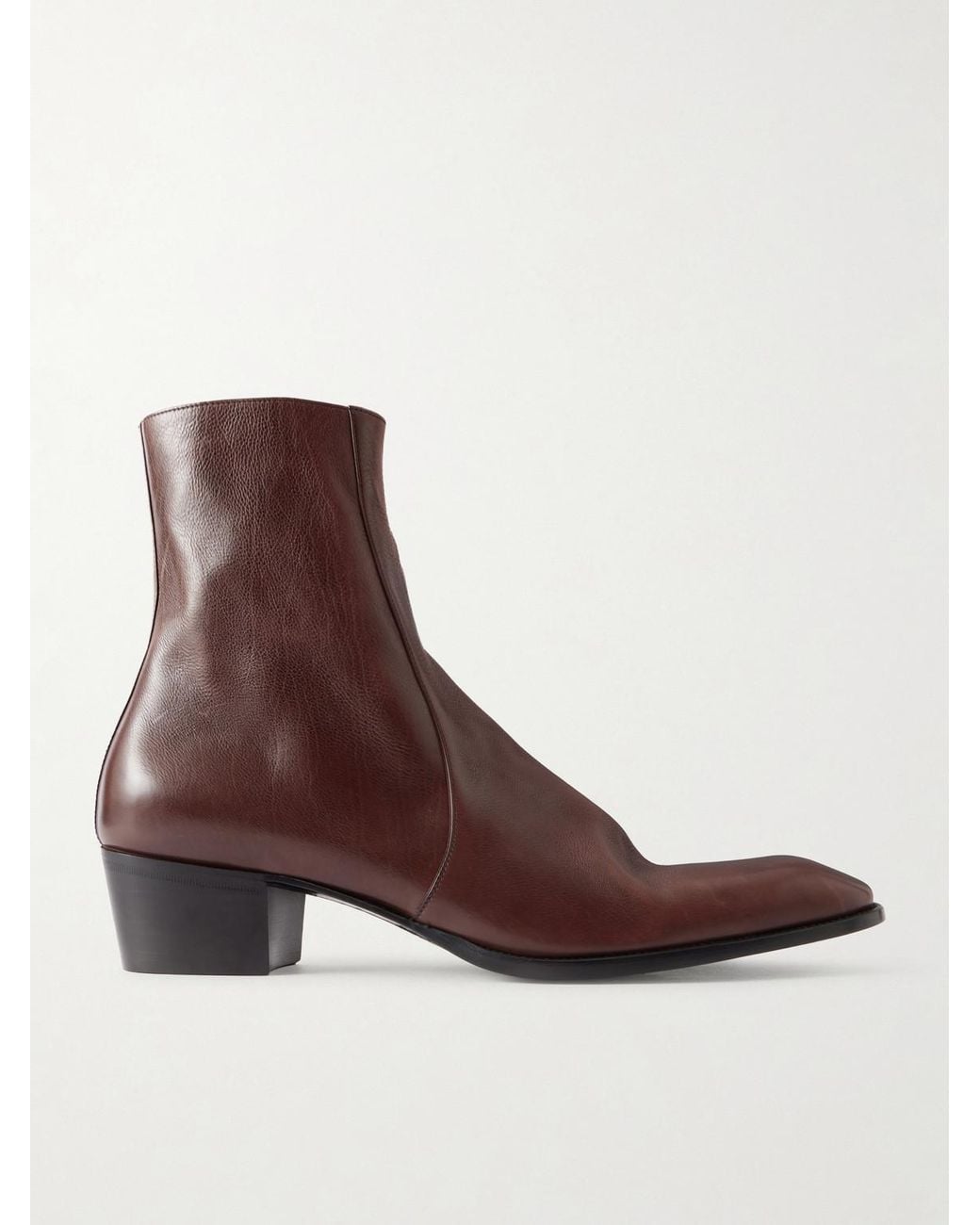 Saint Laurent Brown Stanton Full-grain Leather Ankle Boots for men