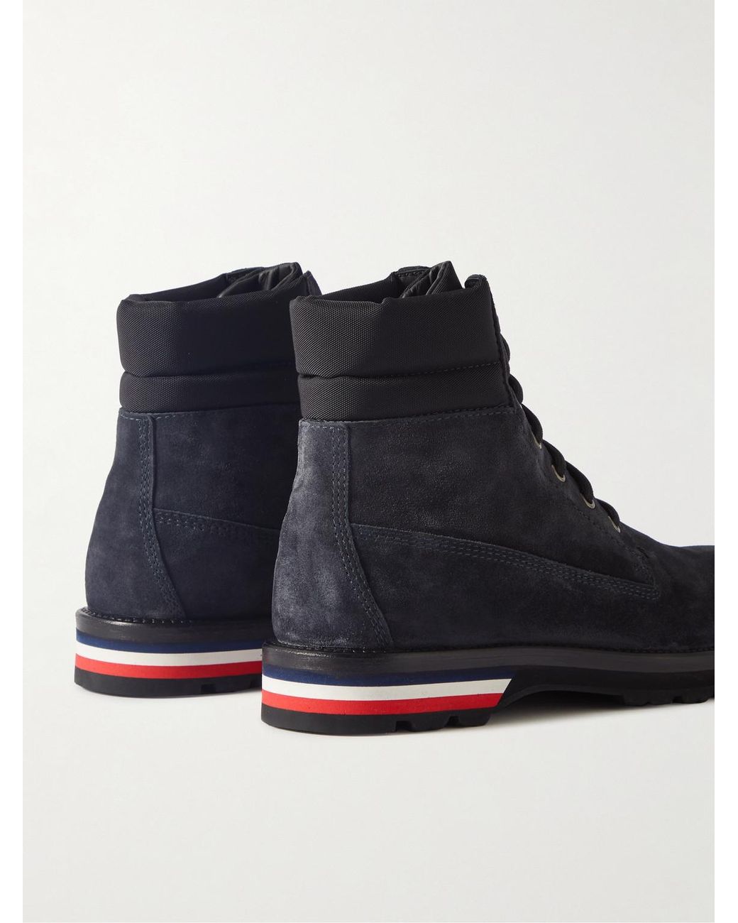 Moncler Blue Vancouver Canvas-Trimmed Suede Boots for men